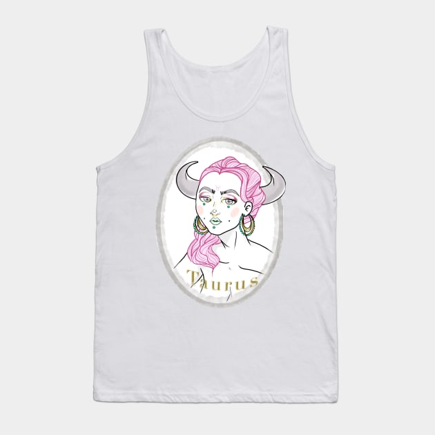 Taurus Zodiac Sign Art Tank Top by carolyvesartwork